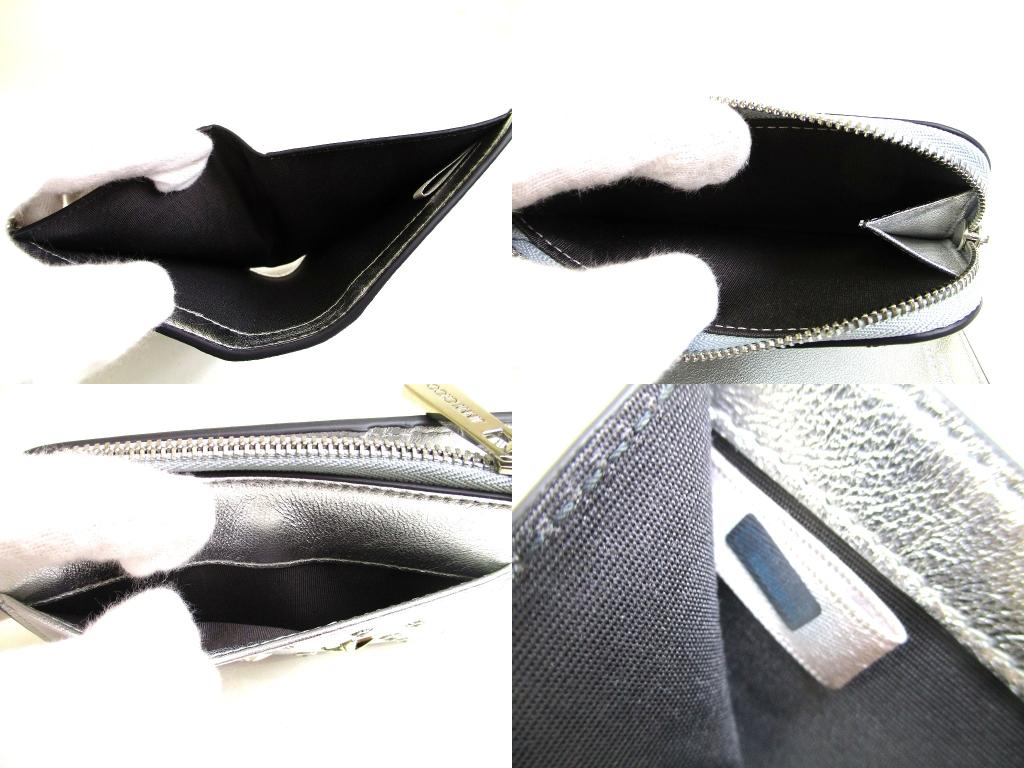 Authentic Jimmy Choo Silver Leather Bifold Wallet COMPACTZIPWALLWTGTO #b152  Open box
