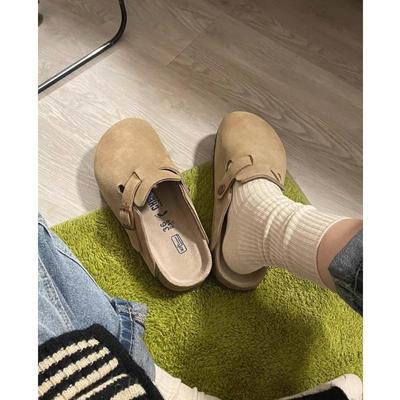 Zuecos con plantilla de corcho para mujer y hombre, zapatos planos cómodos con soporte para el arco, para interior y exterior, talla grande