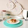 Insulation mat Cat ear placemat Hangable cotton rope mat