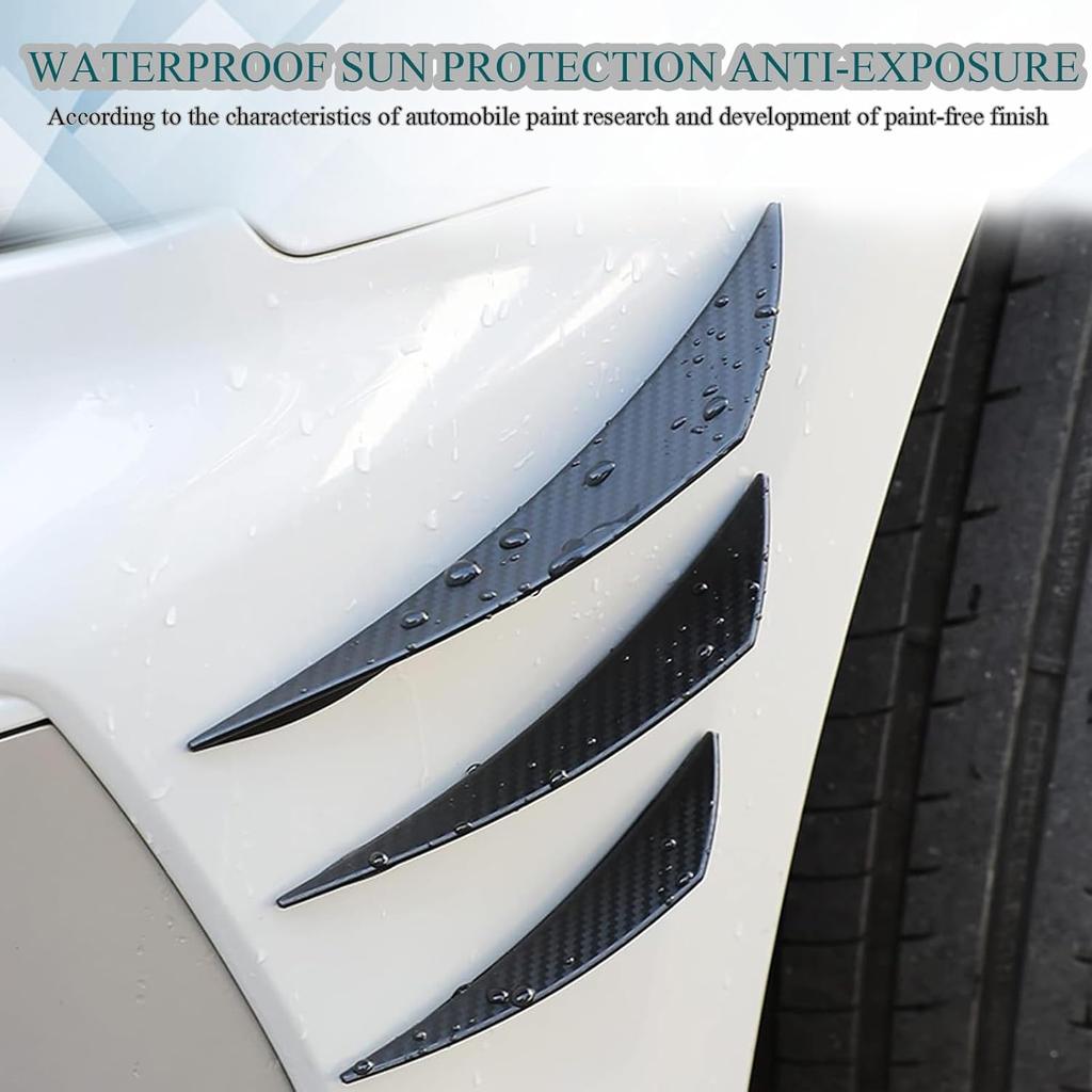 Pack-6 Car Spoiler Canards Kit, Universal Auto Front Bumper Lip Splitter, Body Anti-Collision Diffuser, Exterior Soft Rubber Decorative Stickers