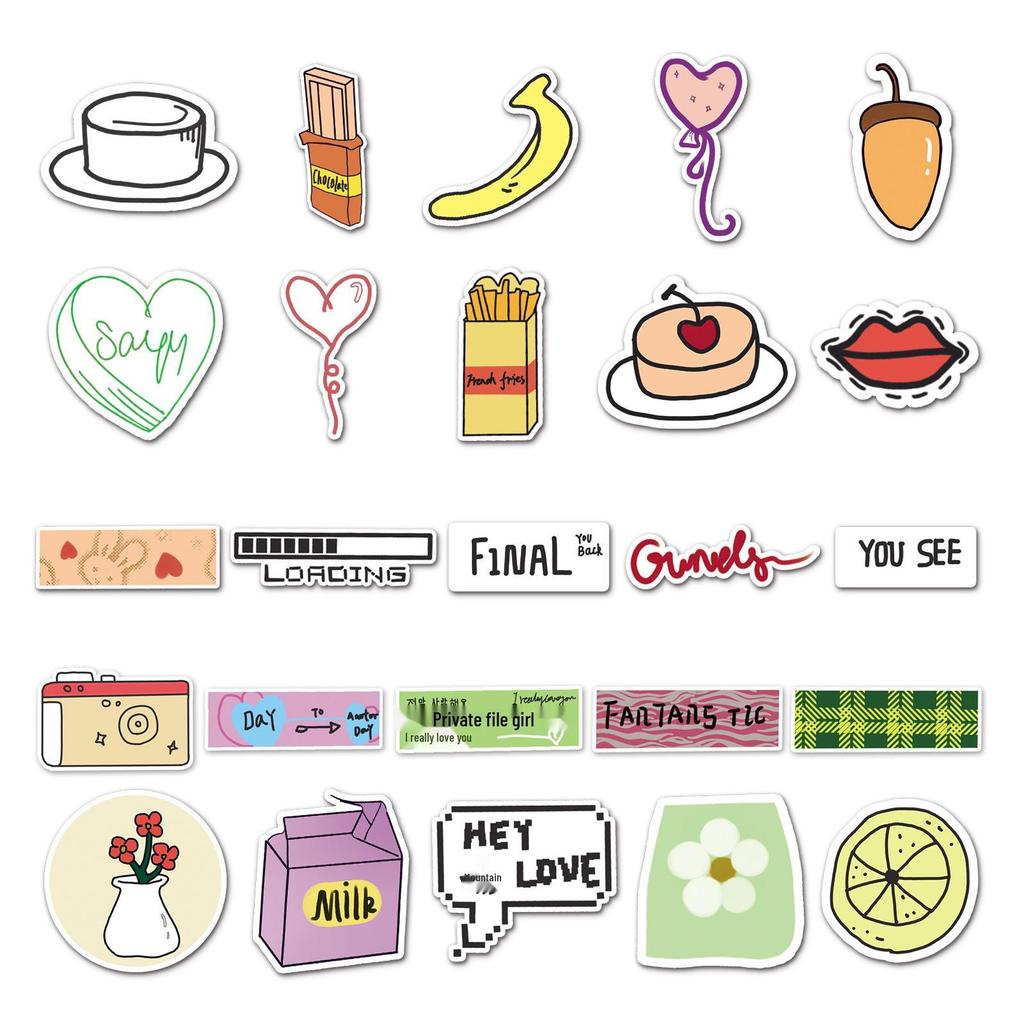 50 Cute & Waterproof Cartoon Stickers - Perfect for Notebooks, Motorcycles, or Cups