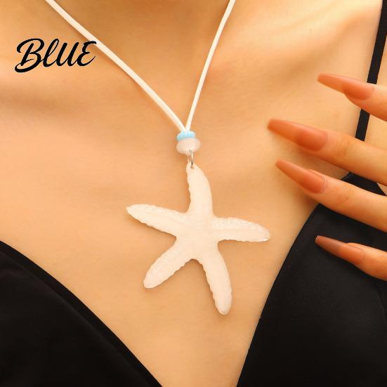 Starfish Holiday Necklace Resin Pendant Adjustable String Seaside Themed Jewelry