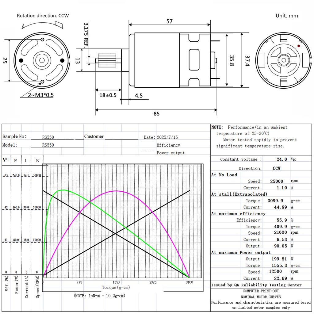 16 Teeth RS550 DC Motor 24V 25000RPM High Speed Electric Motor, Drive Engine Replacement for Electric Ride On Vehicles Upgrade