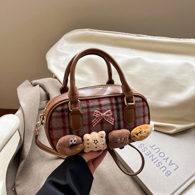 

High-value plaid bag women s new fashion crossbody bag hand-held bowling bag