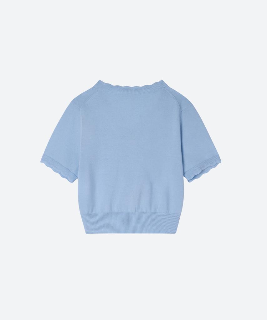MOONSUN M.C Lace Neck Crop Knit / Sky Blue