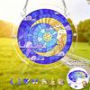 1Set/83pcs 18.8Cm Acrylic Jigsaw Moon Face Star Painted Glass Acrylic Puzzle Sun Catcher Prism Refraction Light Window Hanging Dreamy Celestial Mosaic
