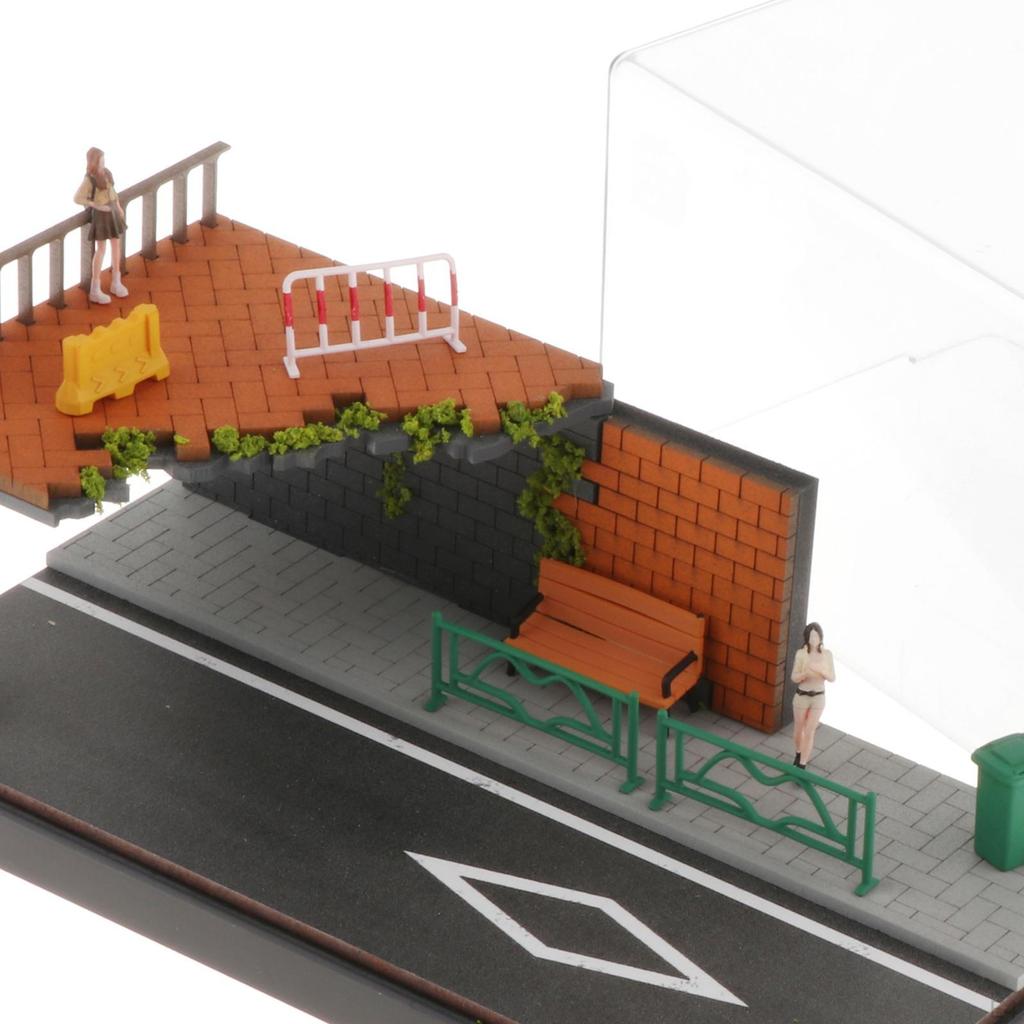 1/64 Diecast Auto Vitrine Miniatur Straßenszene Sammlung Ornament Straßenecke Diorama