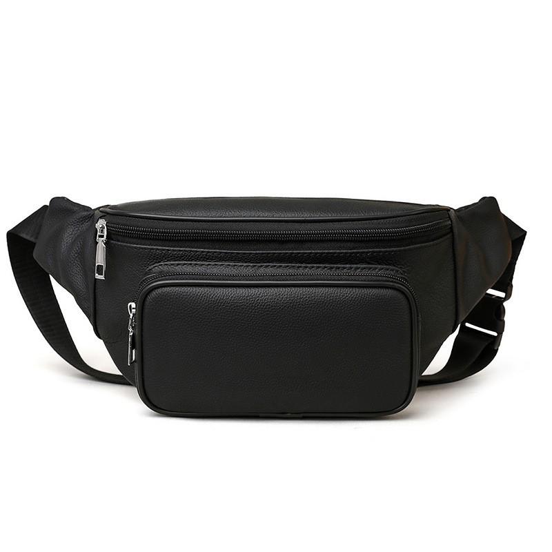 Real Leather Men s Bag New Waist Top Layer Cowhide Large Capacity Crossbody Chest