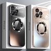 Luxury Titanium Metallic Glass Window Magnetic Wireless Charging Phone Case for iPhone 16 15 14 13 12 11 Pro Max Plus Back Cover