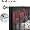 2Pcs Gothic Skull Bride Curtains Black Red Rose Decor Living Room Bedroom Window Decorative Curtains Halloween Theme Curtains
