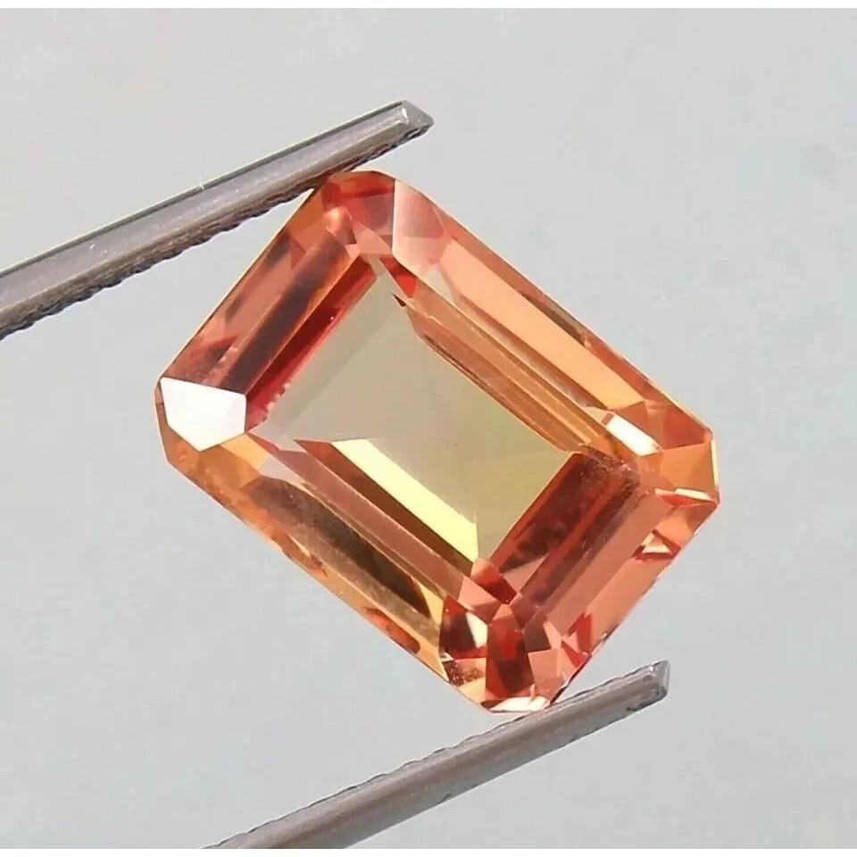 Fabulous Padparadscha Sapphire Ceylon Natural Emerald Cut 9-11 Ct Gemstone