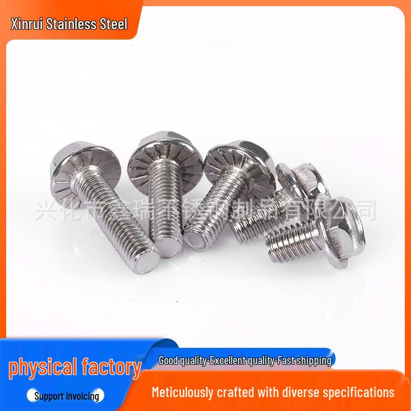 Concave Head 304 Stainless Steel Hex Flange Bolt (Toothless)