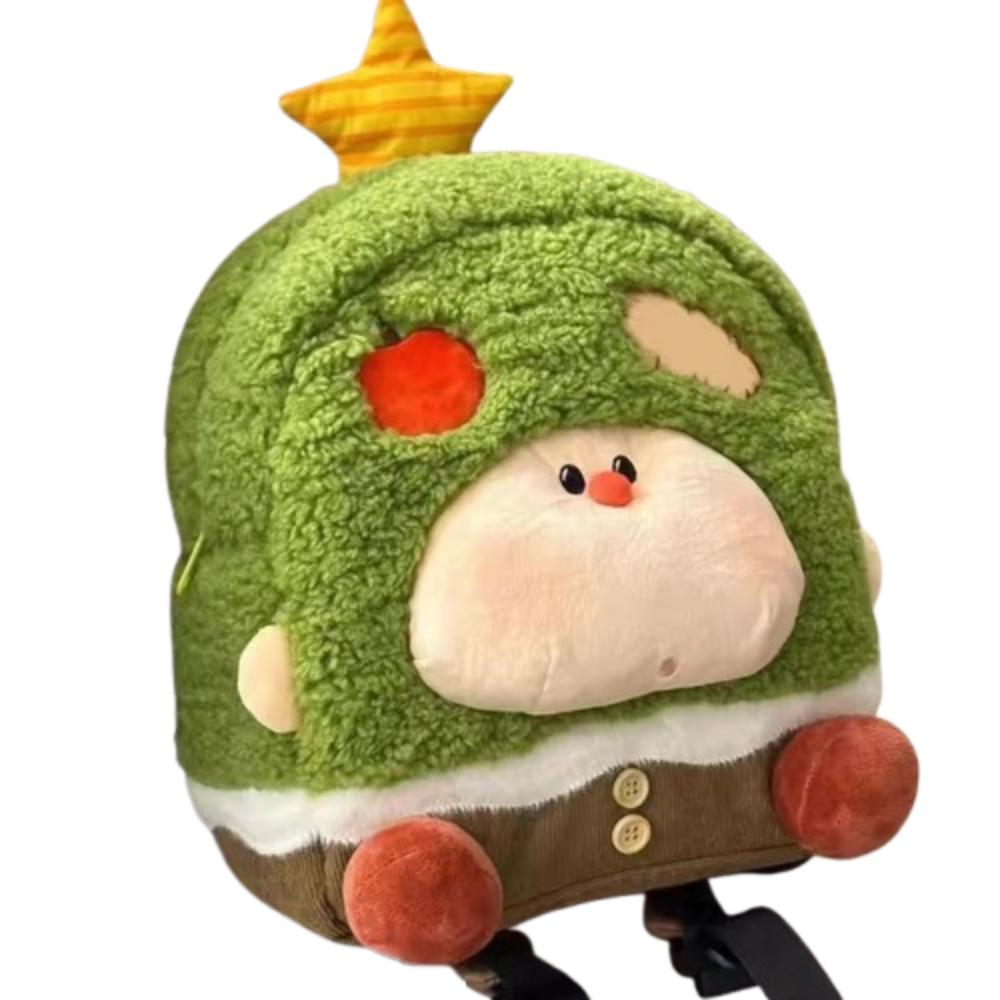 Large Capacity Cartoon Plush Backpack Reusable Christmas Tree Backpack Animal Stuffed Toy   Kids