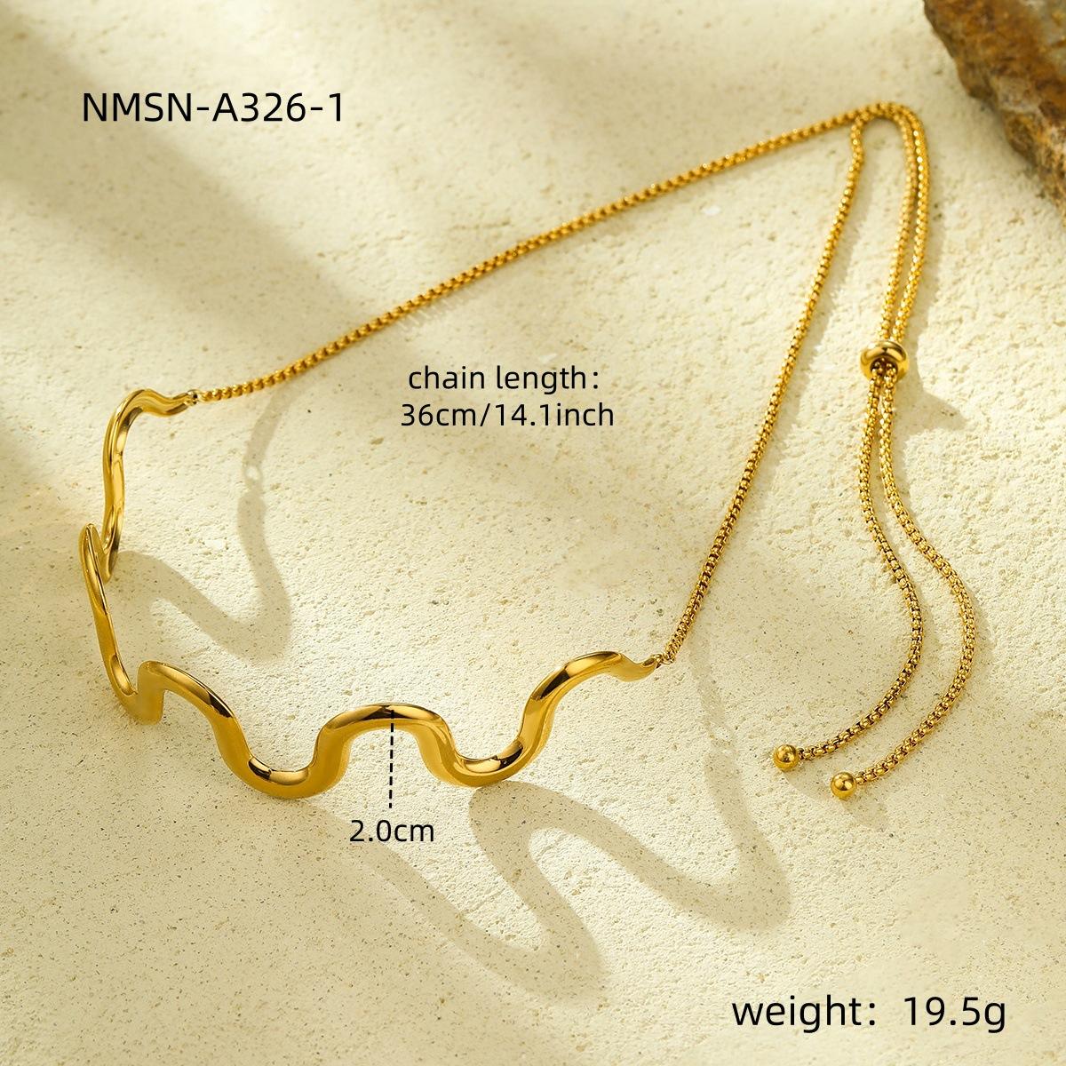 GEMCHIC Women s 18K Gold Plated Stainless Steel Wave Design Necklace and Bracelet Set