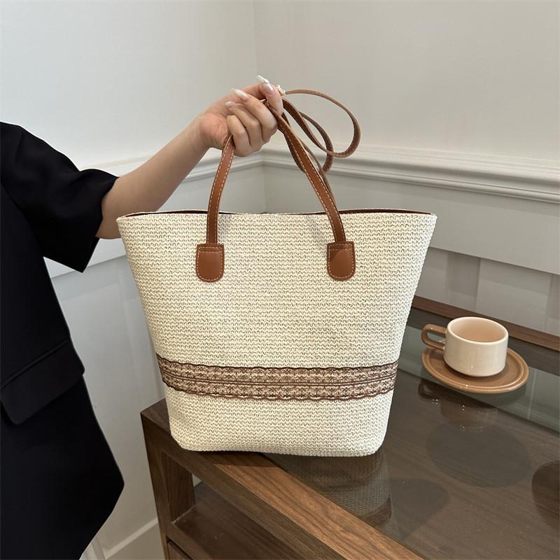 Chic Xl Bucket Style Tote Bag For Spring Summer Fashion Soft Weaved Material Available In Cream
