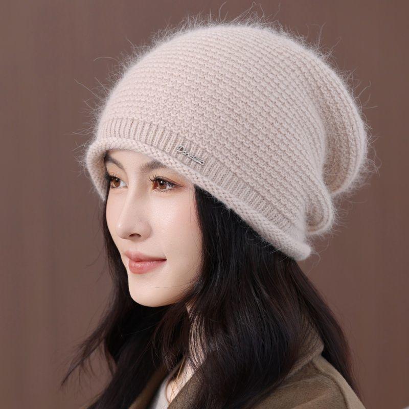 Autumn and Winter Wool Hat Women's New Fashion Rabbit Fur Beret Thermal Ear Protector Knitted Hat
