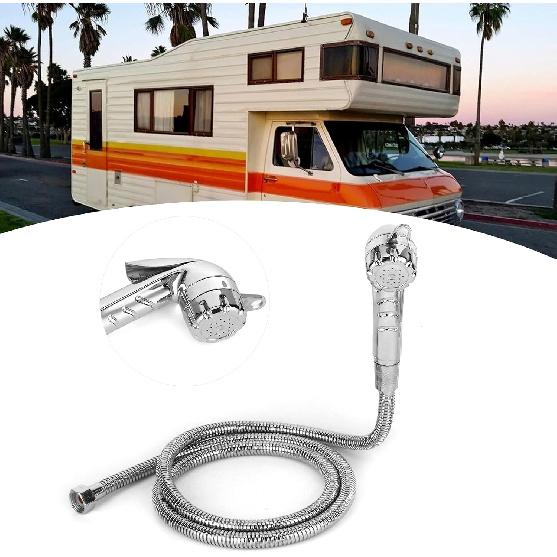 RV Exterior Shower Head with 1.5m/4.9ft Hose - Stainless Steel Nozzle, 1/2 Inch Thread for RV, Camper, Boat & Motorhome Outdoor Faucet Water Supply
