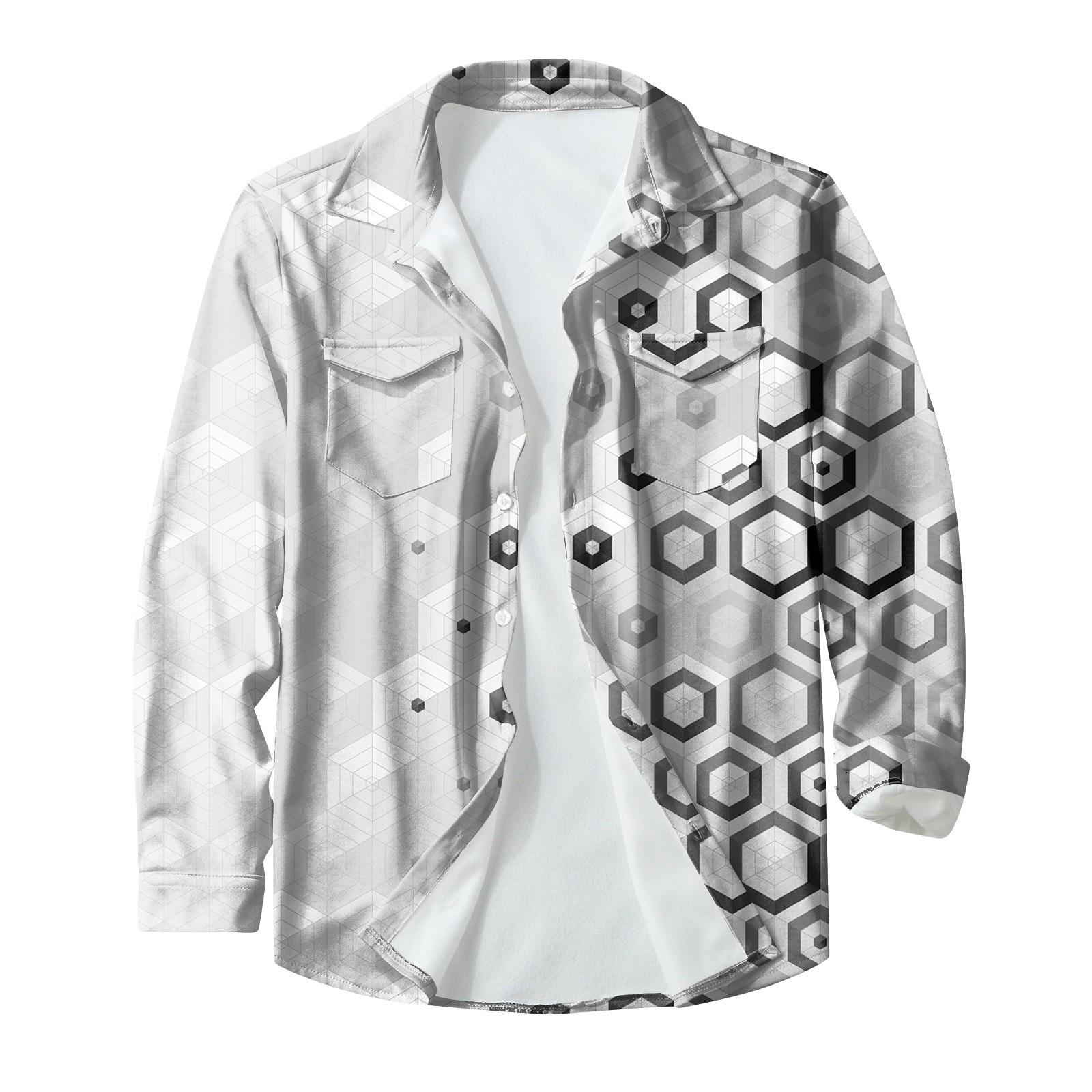 

Мужская модная повседневная куртка-кардиган с пуговицами и лацканами с длинными рукавами и принтом L