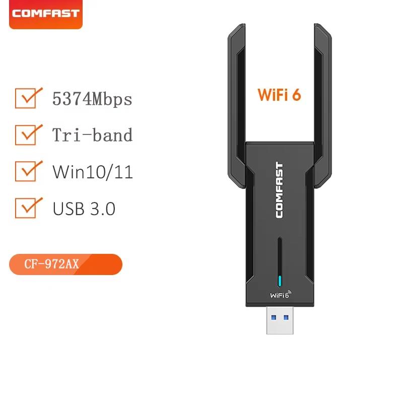 Comfast Wifi6 USB Adapter 5400/3000Mbps Gigabit E-sports Game Network Card High Speed Wifi Dongle Wifi Receiver For PC Win10/11 3