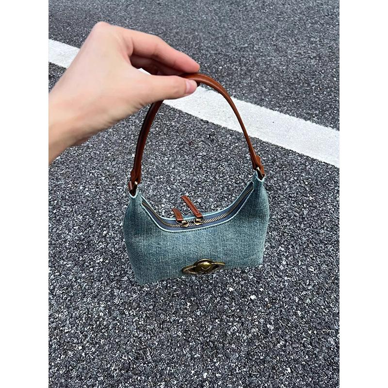 Denim niche underarm bag women's 2025 spring and summer new high-end textured retro shoulder commuter handbag