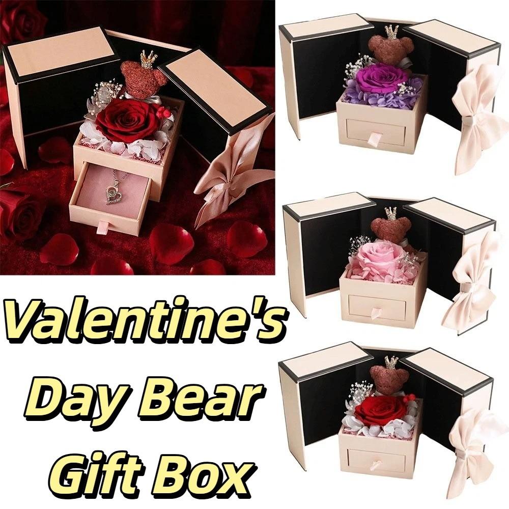 Rosen-Design Ewige Blume Schmuckschatulle Doppeltür Valentinstags-Geschenkbox Geschenkverpackung