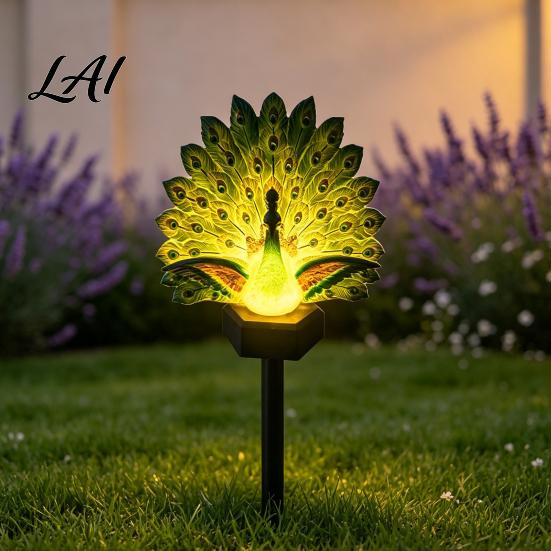 Solar Powered Path Light Peacock Garden Statue Outdoor Lighted Sculpture Waterproof Unique Mother's Day Gift LED for Patio Lawn Yard Pathway