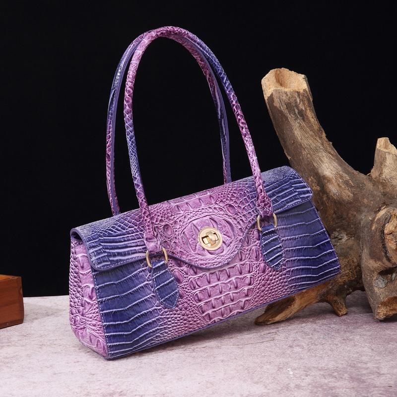 Handbag Shoulder Bag Vintage Tote Bag Underarm Bag Baguette Bag Alligator Print Bag for Women