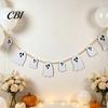 Non-woven Felt Halloween Decor 2 Pcs 7.5FT Garland, Pumpkin Ghost Bat Skull Garland with Fireplace Wood Beads, Party Hanging Banner for Doorway Indoor
