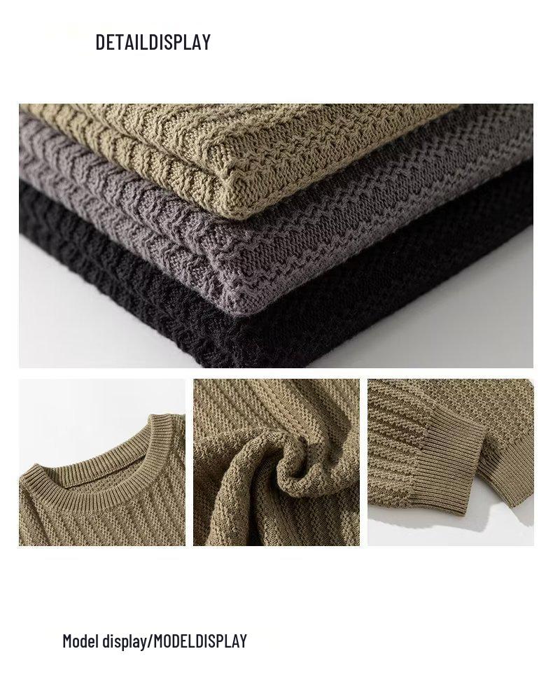 Spring & Autumn Retro Men's Solid Color Street Style Pullover Sweater