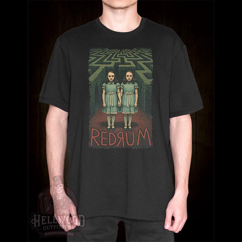 1980 The Shining Horror Film Collaboration Collection American Dark Style ShortSleeved Pure Cotton Printed TShirt