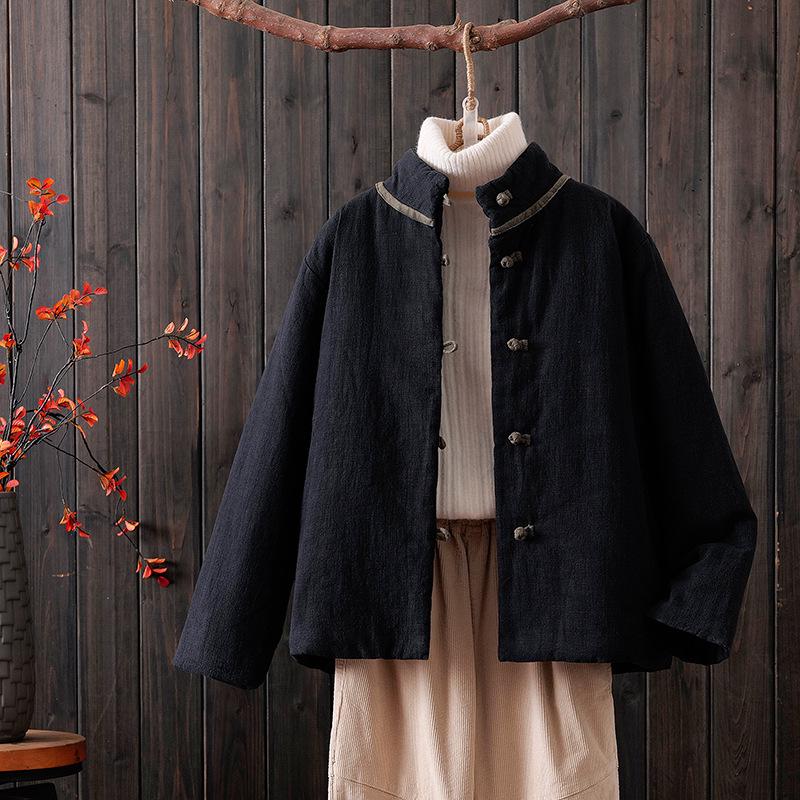 

Women s Thickened Cotton Linen Padded Jacket - 2026 Winter Short Retro Korean Style Outerwear X-Large