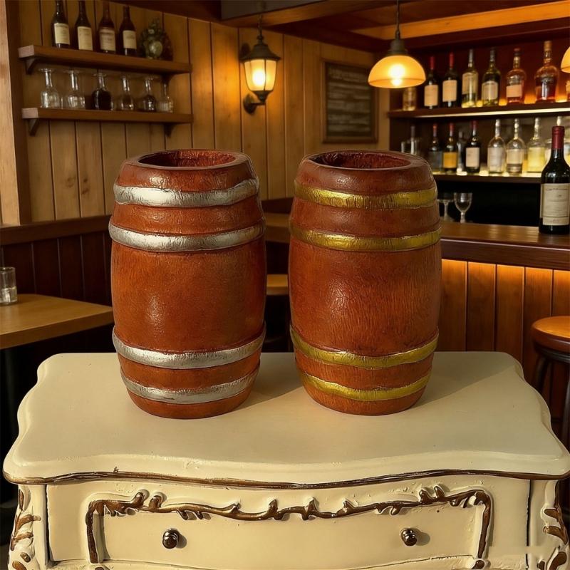 Mini Wooden Beer Barrels for Dollhouses Bar Scene Decoration Beer Festivals and Party Setting Natural Wood