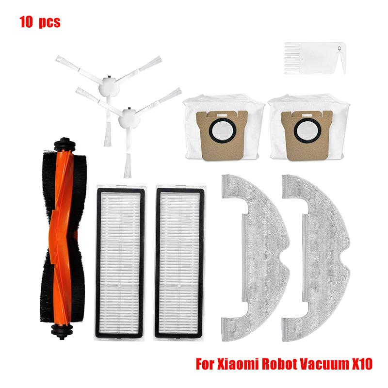 Main Side Brush Hepa Filter Mop Cloth Dust Bag For Xiaomi Robot Vacuum X10 Robot Vacuum Cleaner Parts Replacement Accessories
