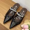 Fashion Wedges Crystal Women Slippers Elegant Mid Heels Sandals Slingback Mules Shoes Fashion Woman Pumps 2025 Summer New Dress Zapatos