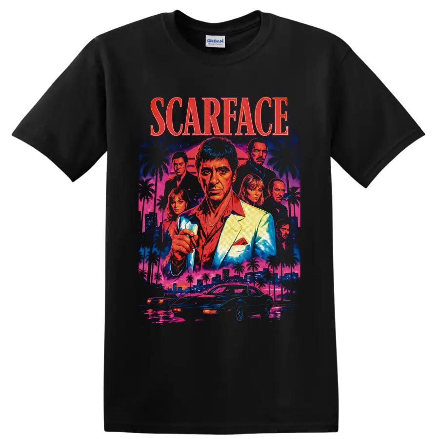 Tony Montana Scarface Movie T Shirt Neon Miami Crime Film Graphic Tee Gift Art