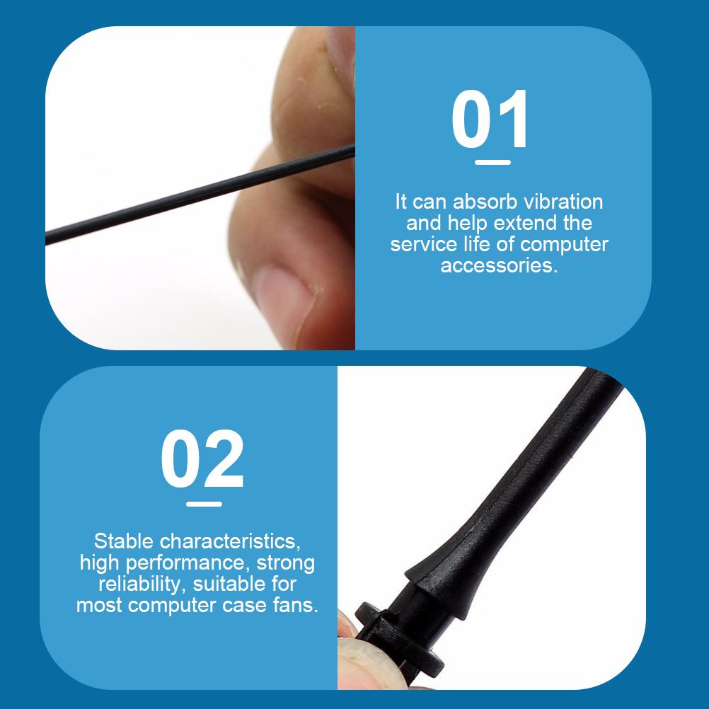24 Pcs Shock Absorbing Computer Case Fan Screws Anti Vibration Cooling Rubber Hardware Mounting Bolts Fasteners For Silent