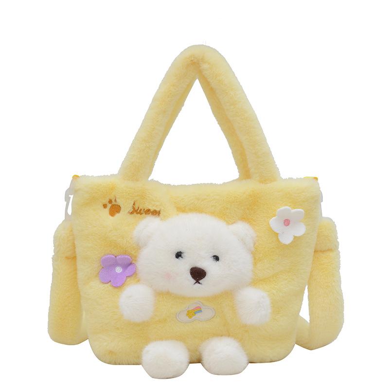 Fresh and cute three-dimensional bear messenger bag hand bag girl heart student going out large capacity shoulder storage bag