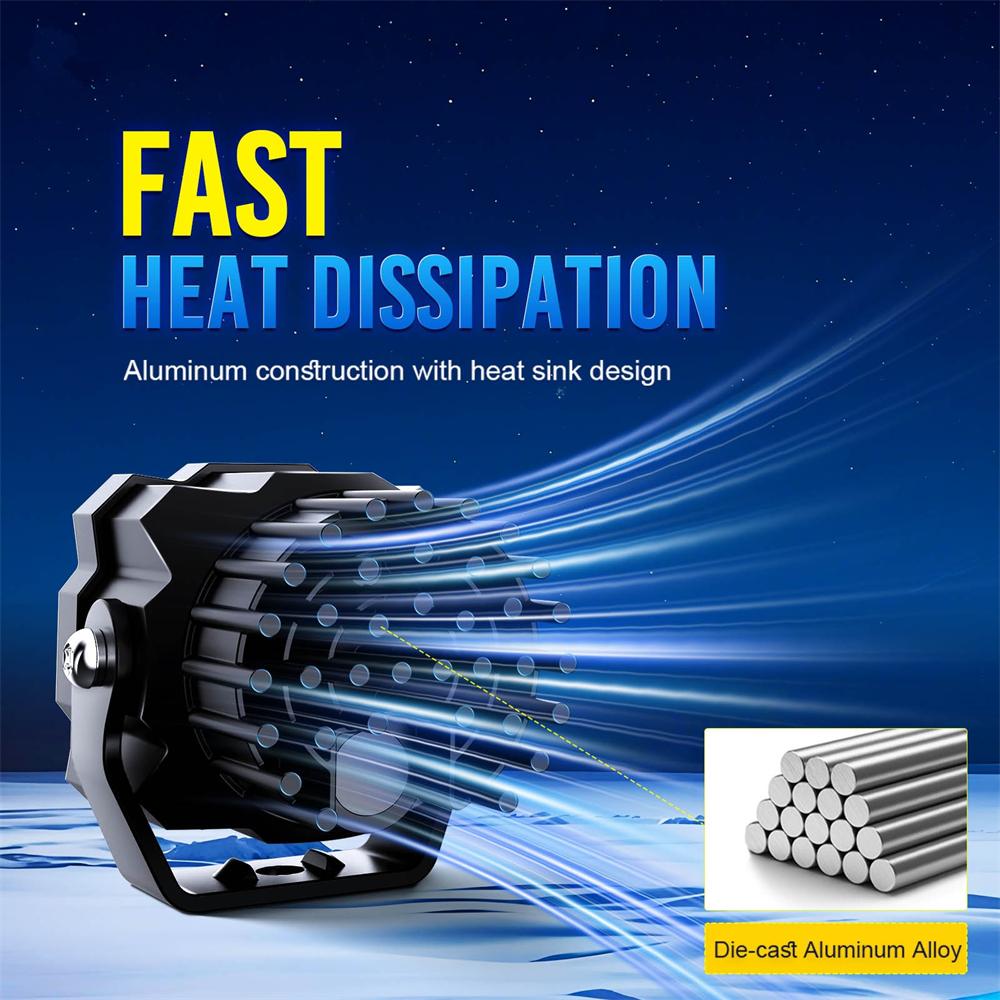 2PCS 72w LED Light Pods Offroad Driving Fog Lamp Flood Beam For ATV UTV Truck