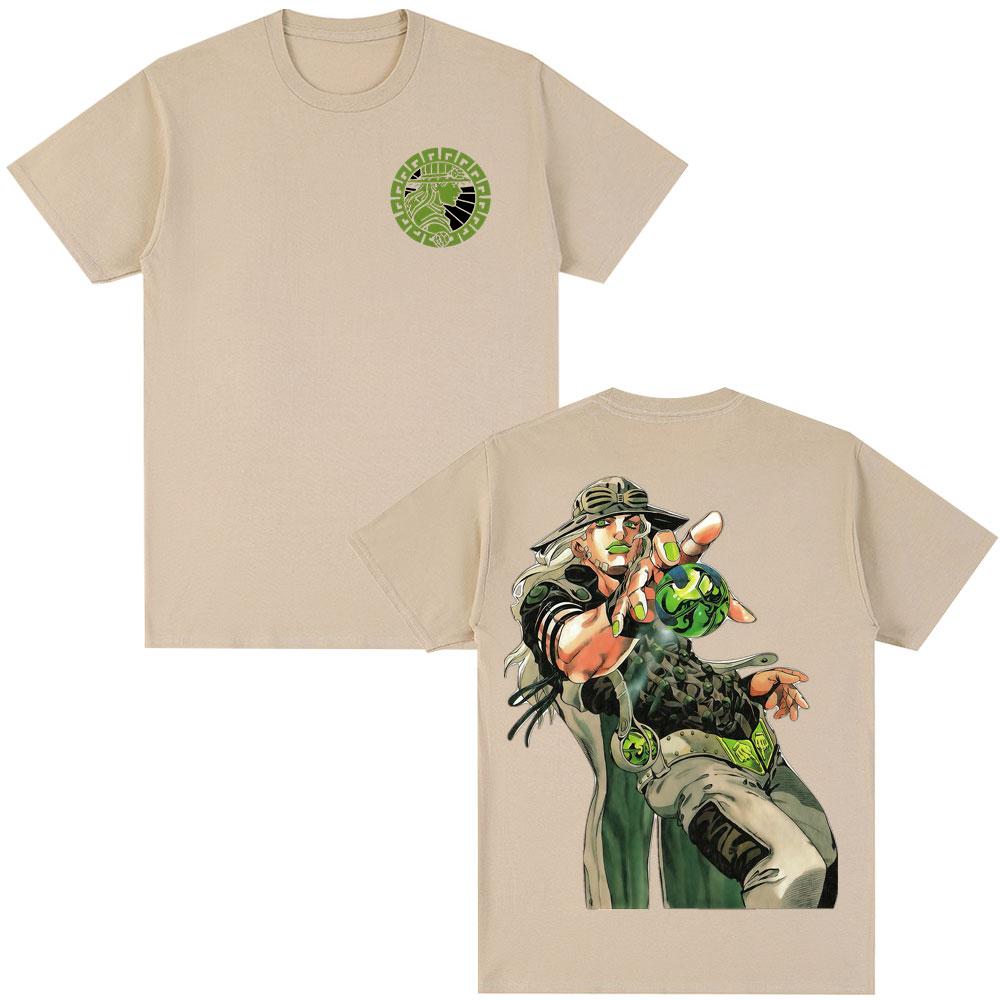 Anime JoJo Bizarre Adventure STEEL BALL RUN Gyro Zeppeli TShirt 2026 Summer Unisexs Womens Fashion Cotton Oversized Y2K Tshirt