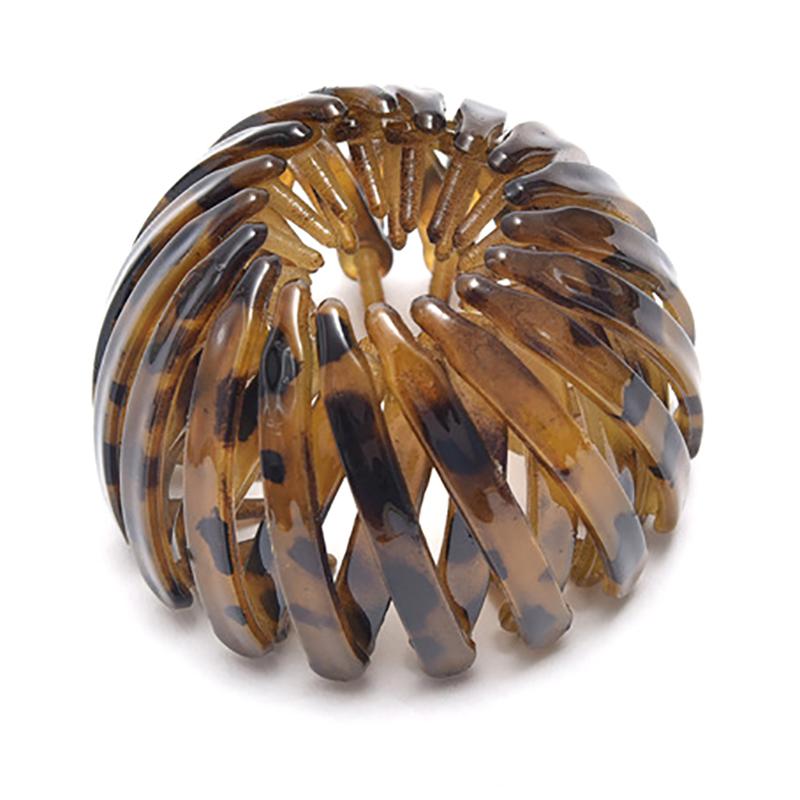 Pince à cheveux chignon en forme de nid d'oiseau en plastique extensible vintage géométrique pour faire des chignons, pinces à cheveux, support queue de cheval pour filles