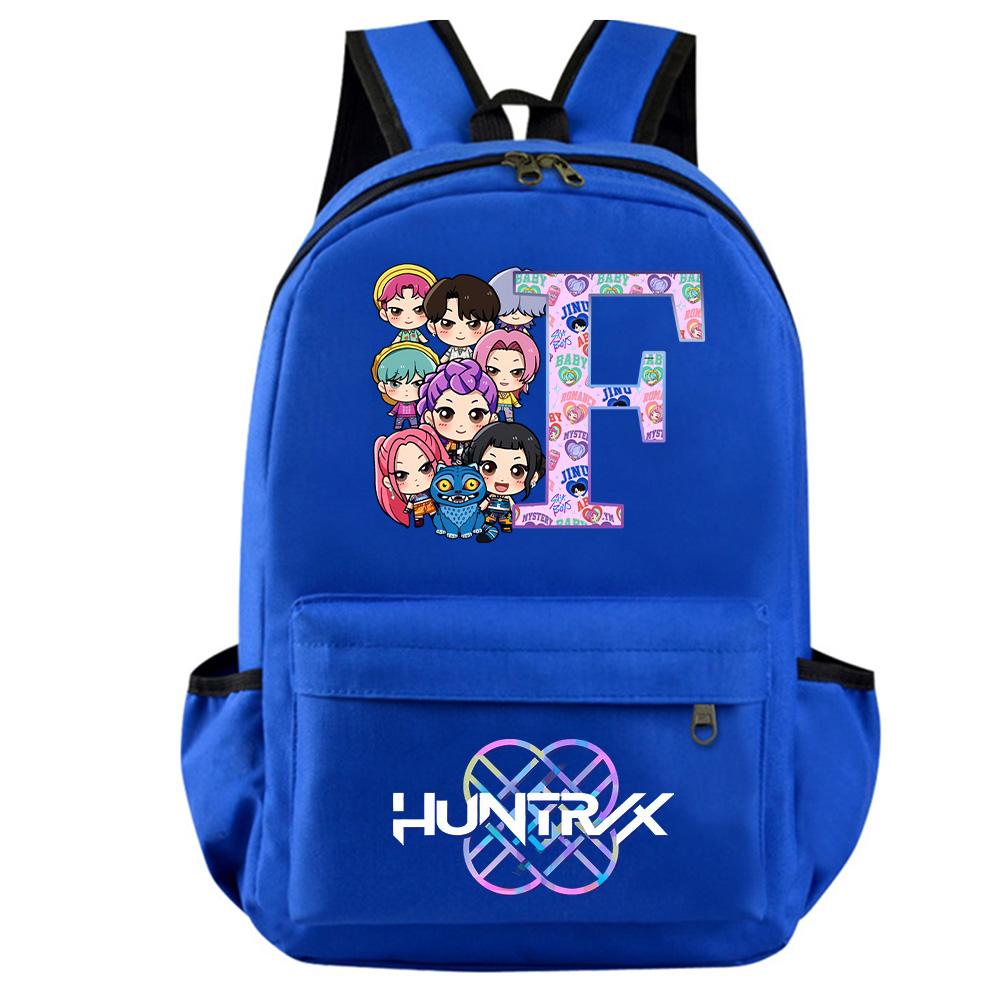 Mochila Estampada Caçadores de Demônios Kpop com 26 Letras Inglesas para Adolescente Estudante Menina Menino Mochila Escolar Bolsa de Livros Mulheres Grande Capacidade Bolsa de Viagem Presente para Criança Rucksak