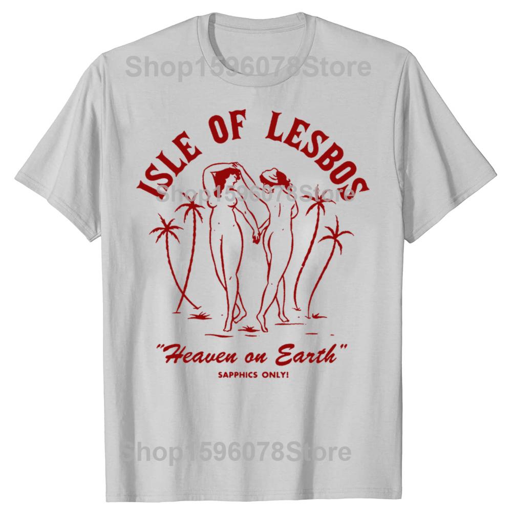 LGBT Clothes ISLE OF LESBOS Lesbian Couple Rainbow Gift for Pride Month T Shirts Gay Lovers Couples Matching T Shirt Y2k Tops