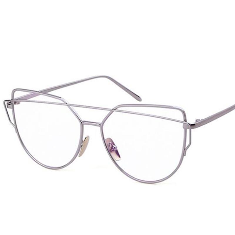 Metal Cat Eye Frame Myopia Eyeglasses Women Clear Lens Transparent Female Anti-Blue Light Glasses Prescription Minus 0 -2 -3 -6