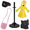 Ghost Mom Caroline Doll Yellow Raincoat Black Cat Joint Movable Action Figure Dress Up Set Toy Ornament Birthday Gift