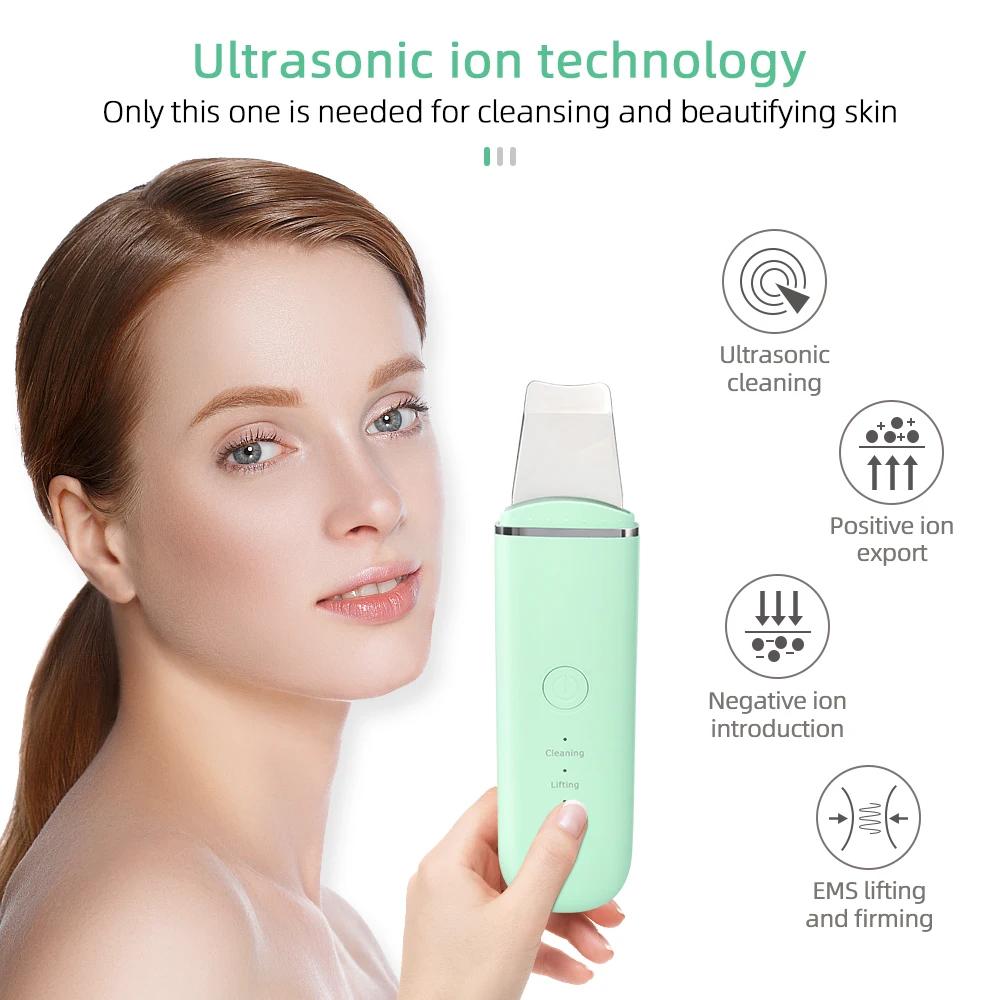 Ultrasonic Skin Scrubber Vibration Face Spatula Blackhead Remover Shovel Clean Cavitation Peeling Facial Lifting Skin Care Tools