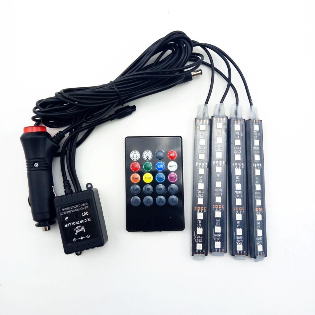 9 LED Control Car Auto Floor Light Glow Neon Light Strip Decorative Lamp Sound