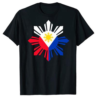Funny Philippine Flag Filipino Sun T Shirt Tee Tops Round Neck ShortSleeve Fashion Tshirt Clothing Casual Basic Tshirts