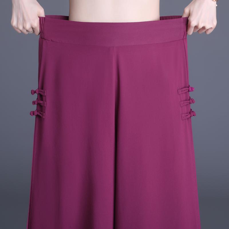 Summer Chiffon High Waist Pants for Women Fashion Wide Leg Pants Ladies Vintage Clothes
