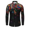 Herren Hemden mit musikalischem Notendruck Langarm Casual Cardigan Neue Knöpfe Feiertagsmode Hemden