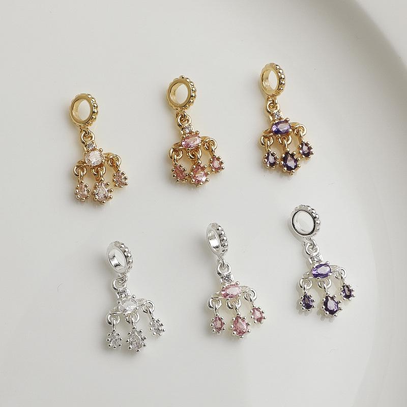 Charm Bracciale Pendente Pianeta Zircone Goccia d'Acqua Placcato Oro 14K Materiale Gioielli Fai da Te
